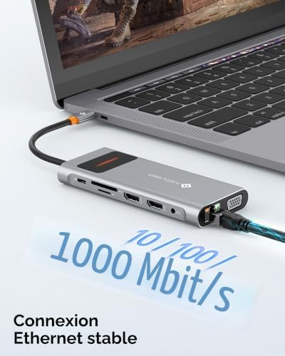 Hub USB C, Adaptateur Multiport 9 en 1 avec HDMI 4K@60Hz, 5 Ports USB, PD 100W, SD/TF, Adaptateur HDMI, Station d'accueil USB C pour MacBook Air M1/M2, HP, Dell, Lenovo, ASUS