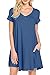 MOLERANI Women's Casual Plain Simple Pocket T-Shirt Loose Dress (M, Beja Blue)