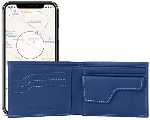 Cuir Ally Anti-Theft Bluetooth Trackable Explorer Smart Wallet, Genuine Leather, iOS & Android Compatible Technology (Blue)