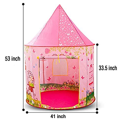 Anyshock Kids Large Tent, Princess Castle Play Tent Girls Pop Up Baby Toys Dollhouse Outdoor and Indoor Playhouse Tent for 1-8 Years Old Kids Boy Toddler Infant (No Balls&LED Light,Princess Pink)
