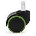 Katu Rubber Wheels for Office Chair Casters - 2 inch (Set of 5) Black & Green