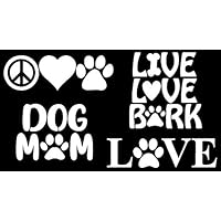 Paw Decals: Dog Paws, Love with a Paw, Paw Heartbeat, Paw Prints (Dog Mom White)