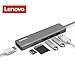 Lenovo USB C Hub, Ultra Slim Aluminum USB C Adapter With 3 USB 3.0 Ports, 4K HDMI, SD/TF Card Reader, Compatible For USB Type C Devices