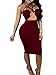 TOB Women's Sexy Bodycon Sleeveless Basic Criss Cross Lace Up Club Midi Dress Wine Red