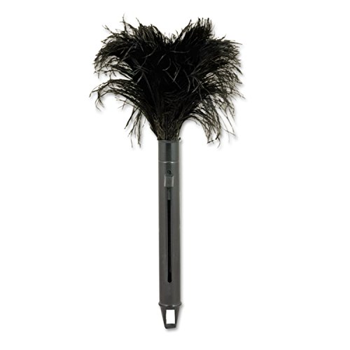 UNISAN Retractable Feather Duster, Black Plastic Handle Extends 9 to 14 Inches (914FD) - Thumbnail 2