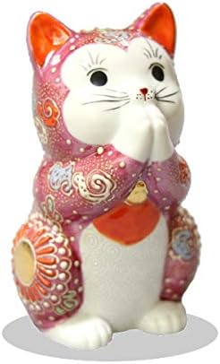 Amazon 九谷焼 お祈り猫 3 8号 ピンク盛 渦巻紋 招き猫 置物 オブジェ オンライン通販