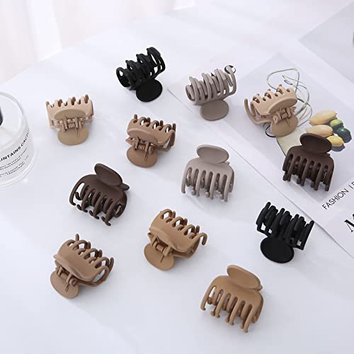 12 PCS Small Hair Claw Clips, Neutral Double Row Teeth Hair Clips for Women Girls, Small Claw Clips for Thin Short Hair, 1.6\