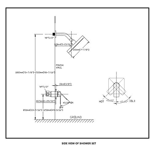POP SANITARYWARE Matte Black Shower Faucet Set, Bathroom Rainfall