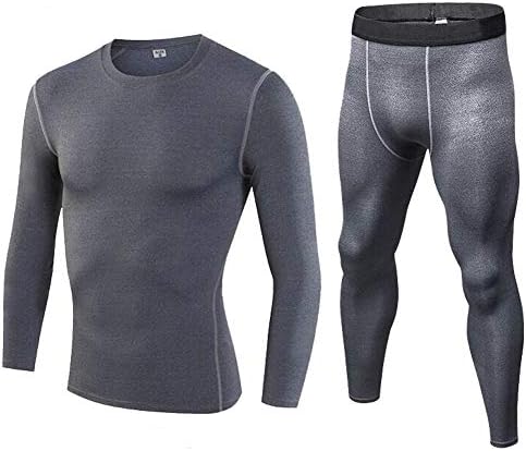 Boys Athletic Base Layer Compression Underwear Set 2pcs Thermal Long John for Kids