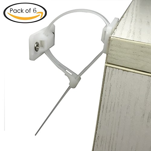 Eforlike 6 Sets White Anti-Tip Furniture Anchor Straps for Baby Pet Safety - Thumbnail 2