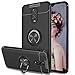 AnoKe Compatible with OnePlus 6T Case with Metal Ring Kickstand, 360 Degree Rotating Ring Grip Flexible Soft Shockproof TPU Gel Bumper Silicone Hybrid Protection Phone Cover for OnePlus 6T Black