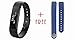 Trendy Pro Fitness Tracker with 2 Bands for Android and iOS - Black Tracker + Blue Band