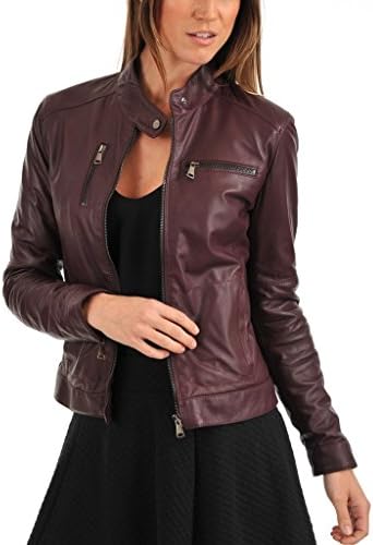 Shine Leather Women's Lambskin Leather Maroon Jacket X-Large