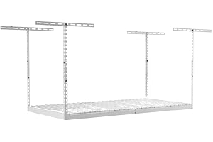 SafeRacks - 2x8 Overhead Garage Storage Rack - White - 24-45 Inch Adjustable Height with 400 Pound Weight Capacity