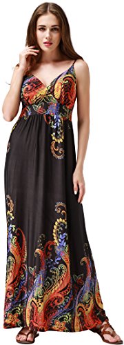 Wantdo Women's Cami Maxi Bohemian Summer Dress(Black,US 2X/Asian 4XL)