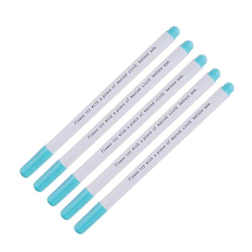 5 Pieces 2mm Water Erasable Soluble Pen Fit for Fabric Cloth Temporary Marking (Blue)