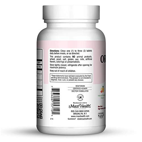 Maxi Health Chewable Oraldophilus - Non Dairy - Probiotics, Tropical Flavor, 100 Chewies, Kosher
