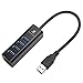 iXCC Aluminum 4 Port Compact Portable High Speed USB 3.0 Data Hub for Windows, Mac OS, Linux - Black