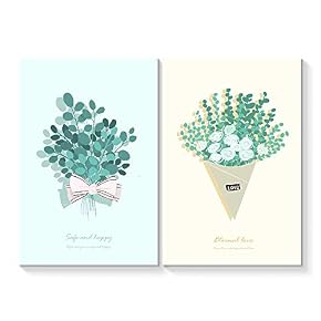 2 Panel Gypsophila and Green Flower Painting Wall...