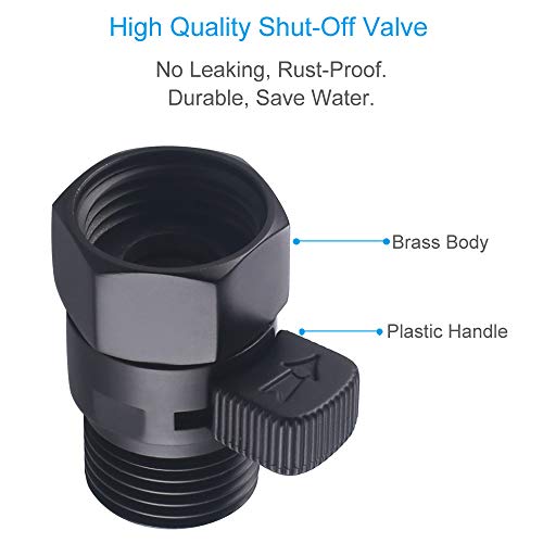 Shower Head Shut Off Valve, APLusee Brass Water Flow Restrictor, Handheld Shower Regulator with On Off Switch, Matte Black