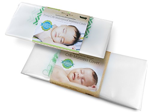 Harlow's Earth Safe Sleep Bundle- One STANDARD Crib Mattress Cover and One PACK 'N PLAY Mattress Cover- Waterproof- Toxic Gas Shield