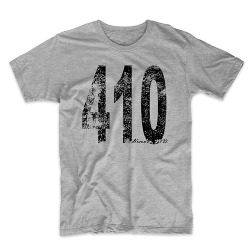 Vintage Retro Baltimore Area Code 410 T-Shirt, XL Grey at Amazon