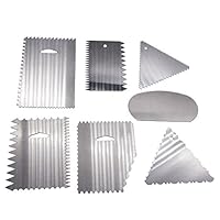 Aluminum Cake Scraper 7pcs/set, KOOTIPS Smoother Comb Set Cake Edge Side Decorating Tools Scraper