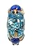 Blue Turtles on Aqua 3-D Glass Bead 925 Silver Single Core Charm Fits European Style Bracelets