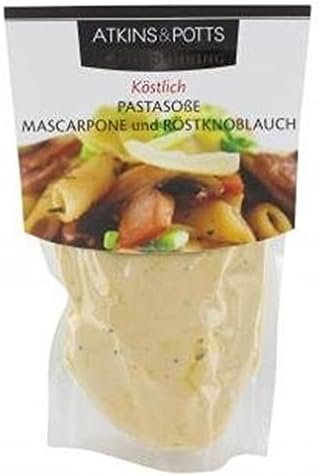 Atkins &amp; Potts Mascarpone &amp; Roast Garlic Sauce 350g (Pack of 4)
