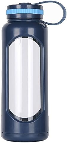 weitine 33 Oz Glass Water Bottle PC Sleeve Leak Proof Lid 1L Capacity BPA Free for to-Go Travel/at Home/Office/  Picnics/Fitness/Yoga/Reusable Safe for Hot Liquids Tea Coffee Daily Intake Drink