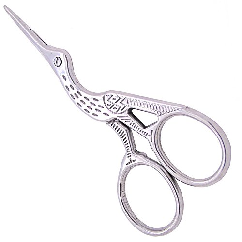 BROSHAN Plated Gold Crane Scissors Sewing Classic Stork Scissors Embroidery Crafe Small Scissors for Needle Work (Silver)
