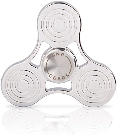 SNP GEARS Metal fidget spinner stainless steel - EDC Focus Toys With High Speed Bearing Fingertip EDC for kids &amp; Adult Best For Stress Relief Boredom ADD ADHD Anti-Anxiety Autism (Silver)