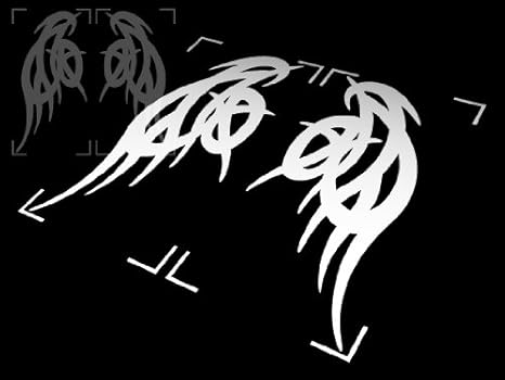 Amazon カッティングステッカー トライバルラインタイプb 白 屋外耐候4年 大サイズ 片方8 5cm 17cm ステッカー デカール 車 バイク