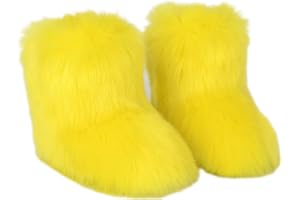 Gegefur Girls Boys Kids Faux Fur Boots Furry Fuzzy Fluffy Warm Winter Snow Boots Flat Shoes Outdoor