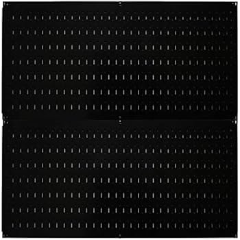 Wall Control Pegboard Rack Horizontal Metal Pegboard Garage Tool Storage Pack - Two 32-Inch Wide x 16-Inch Tall Easy to Install Peg Boards (Black)