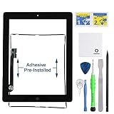 Fixcracked Touch Screen Replacement Parts Digitizer Glass Assembly for ipad 3 2012 9.7 inch (A1416 A1430 A1403) + Professional Tool Kit (black)