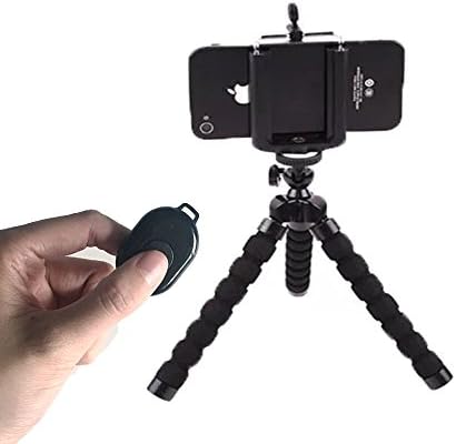 SelfieCom Portable Tripod Phone Holder&Bluetooth Remote Shutter Suit,Flexible Octopus Tripod Stand for Gopro Digital Cameras iPhone X/iPhone 8/8 Plus/iPhone 7/iPhone 7 Plus/Huawei/Samsung/Google