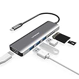 USB C Hub, LETSCOM 6 in 1 USB C Adapter with 4K HDMI, 3 USB 3.0 Ports, SD/TF Card Reader Compatible for USB C Devices