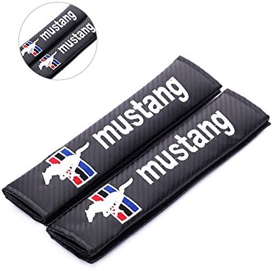 YDCAR 2 Pack Carbon Fiber Ford Mustang Seat Belt Cover Cushioned Shoulder Pads