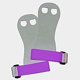 Beginner Soft Hook and Loop Gymnastics Grips. Youth Gymnastic Hand Grip. (White/Purple, Large)