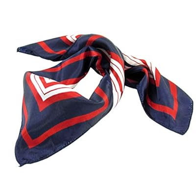 Allegra K Lady Dark Blue Red White Stripe Print Kerchief Square Neck Scarf Wrap Allegra K Lady Dark Blue Red White Stripe Print Kerchief Square Neck Scarf Wrap