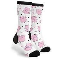 Pink Cartoon Pig Novelty Socks For Women & Men One Size - Gifts