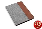 iPad Air 2 case Case-Holder Stand Cover - (iPad 6) - SmartShell Lightweight Ultra Slim shell with Multi Viewing Angles - with Smart Cover (Auto Wake / Sleep function) Grey Herringbone/Brown