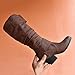 Women’s Slouchy Boots | Ladies Fashion Mid-Calf Buckle Strap Round Toe Riding Boot | Pull On Chunky Heels Country Western Cowboy Bootiesthumb 3
