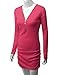 Doublju Womens Long Sleeve V-Neck Zip-up Front Back Sexy Shirring Detail Party Dress