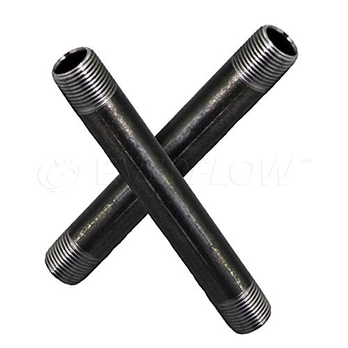 Everflow Supplies NPBL1212-2 Steel Nipple Pipe, 1/2" x 12", Black