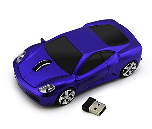 Car Shape Mouse, 2.4G Cool Sport Car Wireless Optical Mouse Cordless Gaming Mice, 1600 DPI with USB Receiver for PC Laptop Desktop Mac (Dark Blue)