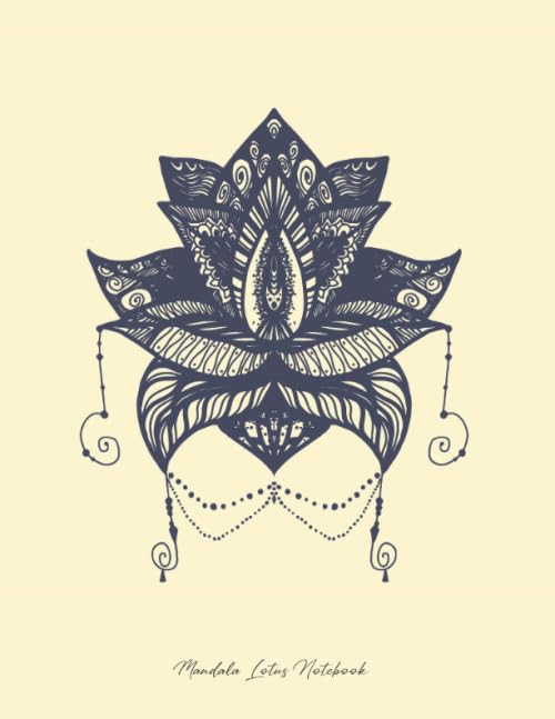 Mandala Lotus Notebook: Pastel Yellow Yoga Notebook Lined Paper Mandala Lotus Journal Diary Composition Book (8.5 x 11 Large)