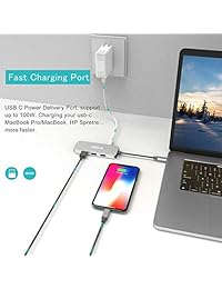 USB-C a 4 K HDMI USB 3.0 Micro SD lector de tarjetas TF con USB-C Potencia pass-through espacio gris funda de aluminio