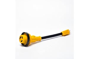 MALXS RV 30 Amp to 110V Power Adapter with Twist Lock Connector for 30A RV Camper Trailer,NEMA 5-15P to L5-30R Plug Adapter,30 to 15 Amp RV Plug Extention Power Cord,STW 10/3,12-inch